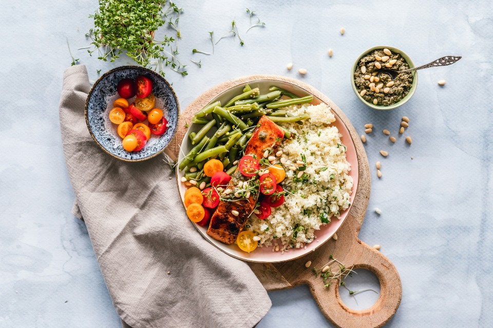 Healthy meal with iron-rich foods
