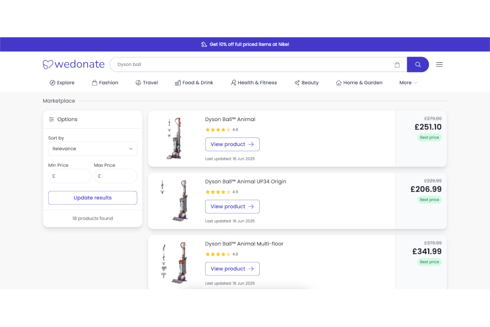 WeDonate Marketplace Preview