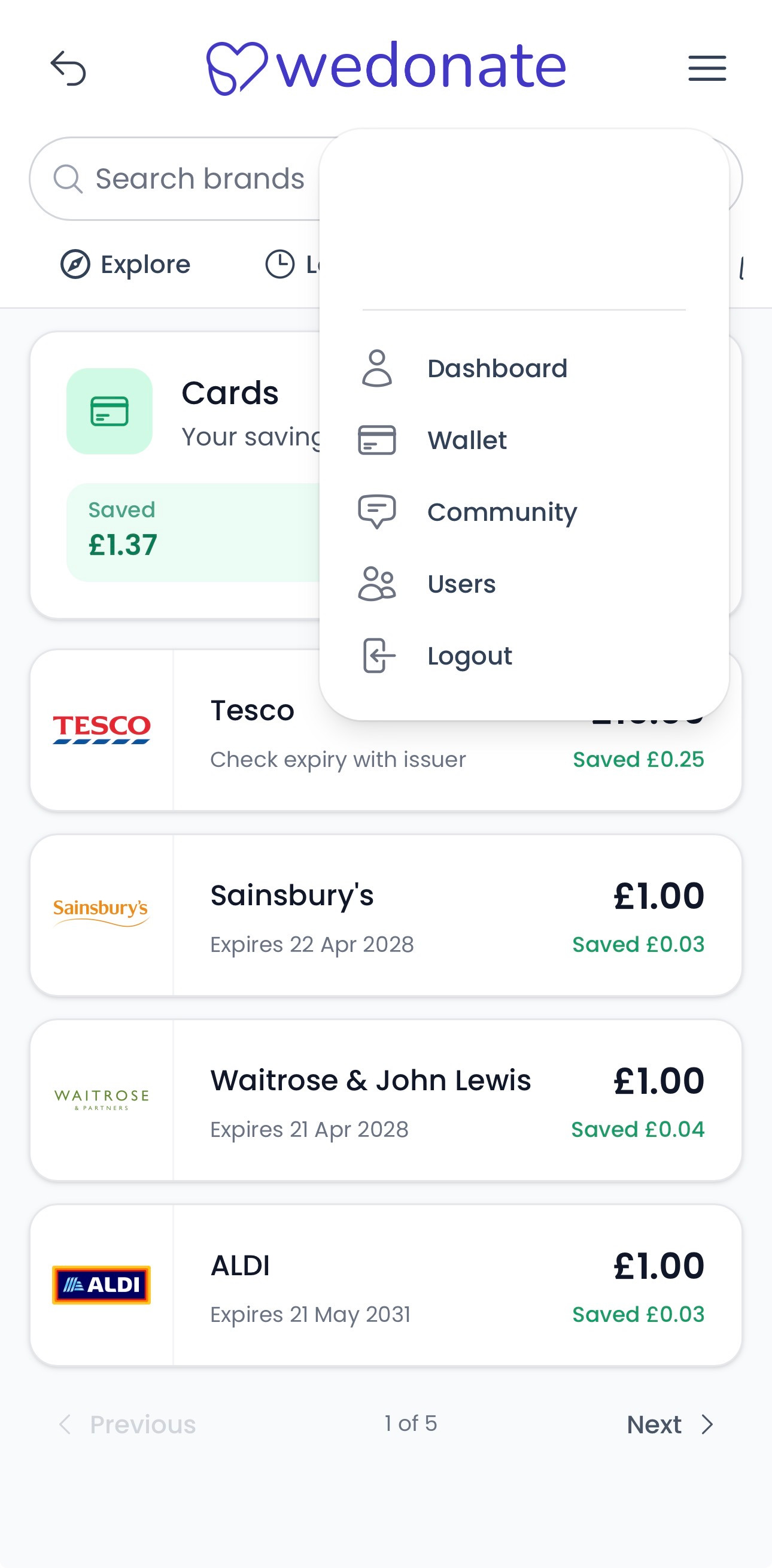 Your WeDonate Wallet